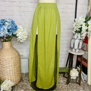 Avocado Green M Slit Skirt